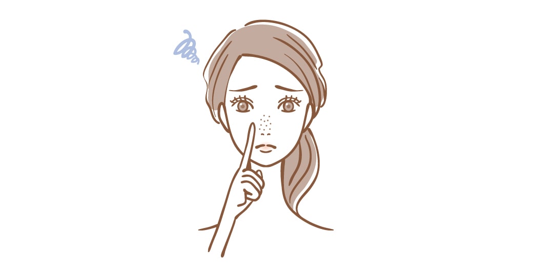 毛穴の黒ずみに悩む女性