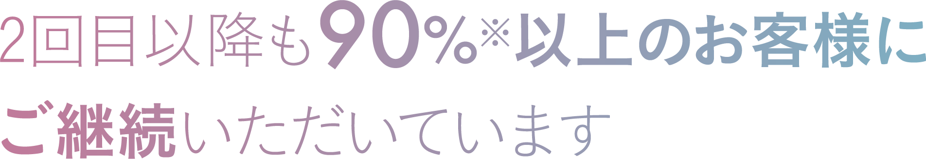 2回目以降も90%以上のお客様にご継続いただいています